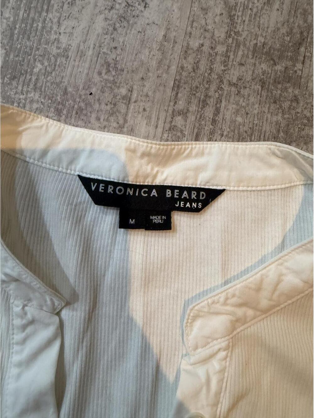 Veronica Beard White Henley Puff Sleeve Top - Picture 3 of 5